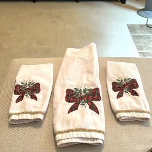 Christmas Plaid Bow 3 Piece Towel Set